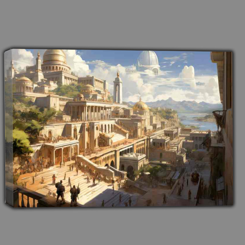 Buy Canvas : (An illustration of an ancient city with people)