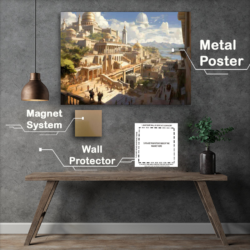 Buy Metal Poster : (An illustration of an ancient city with people)