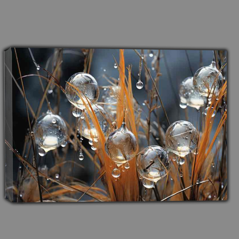 Buy Canvas : (Beautiful Drops Of Rain Settled On The Grass)