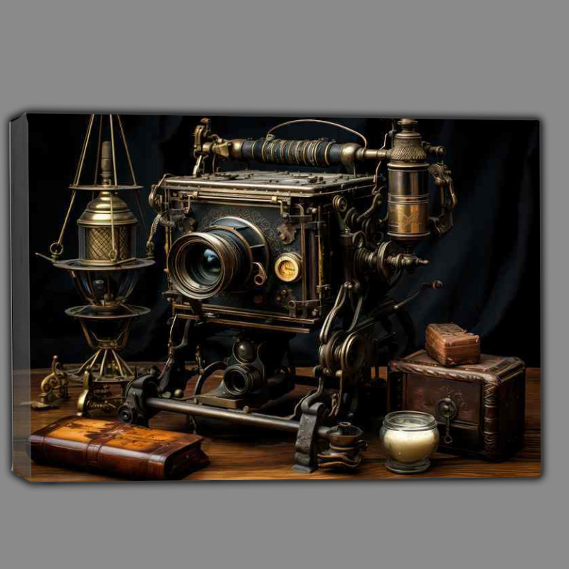 Buy Canvas : (Camera and lantern on the table in the style of Modernisum)