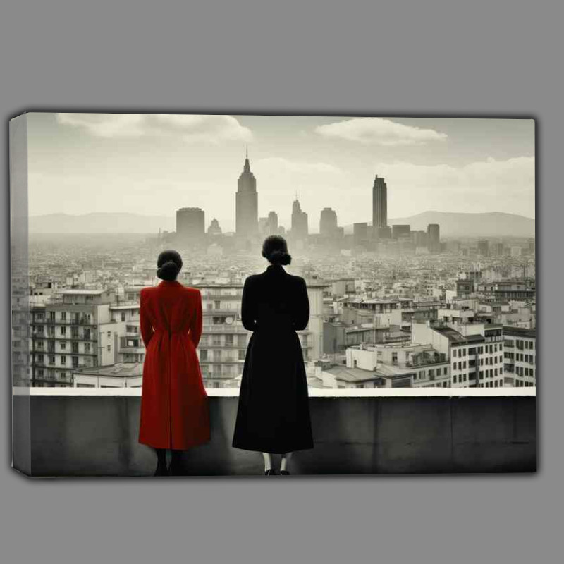Buy Canvas : (Girls Standing over looking the big city)