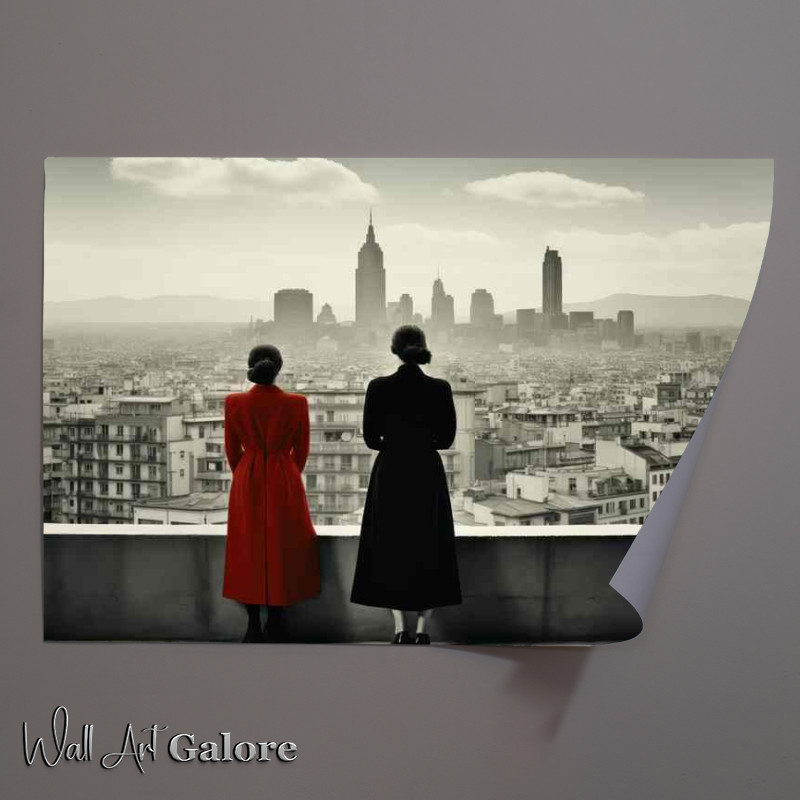 Buy Unframed Poster : (Girls Standing over looking the big city)