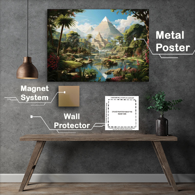 Buy Metal Poster : (Illustration of a ancient greece and a pyramid)