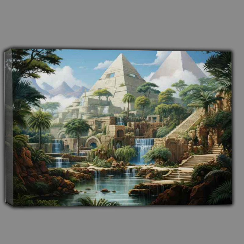 Buy Canvas : (Illustration of a ancient greece and a pyramid in the gardens)