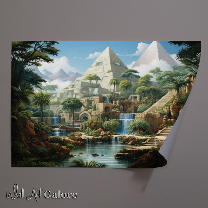 Buy Unframed Poster : (Illustration of a ancient greece and a pyramid in the gardens)
