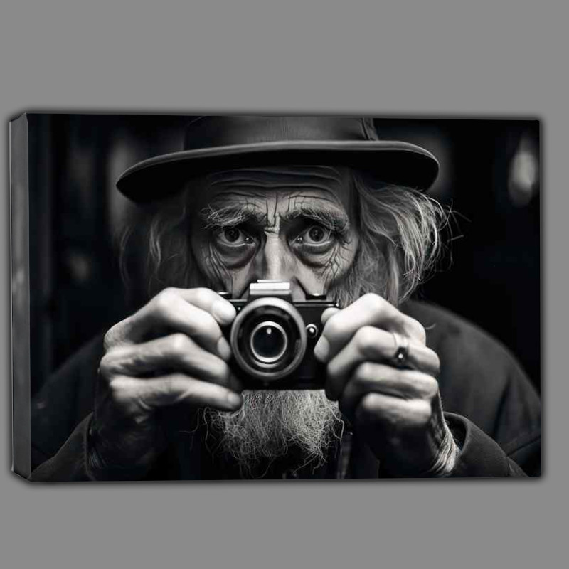 Buy Canvas : (Old Man Taking A Black And White Photo)