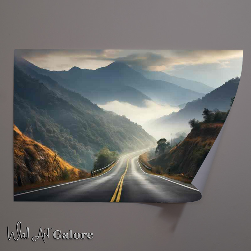 Buy Unframed Poster : (Open Road Driving Into The Misty Mountains)