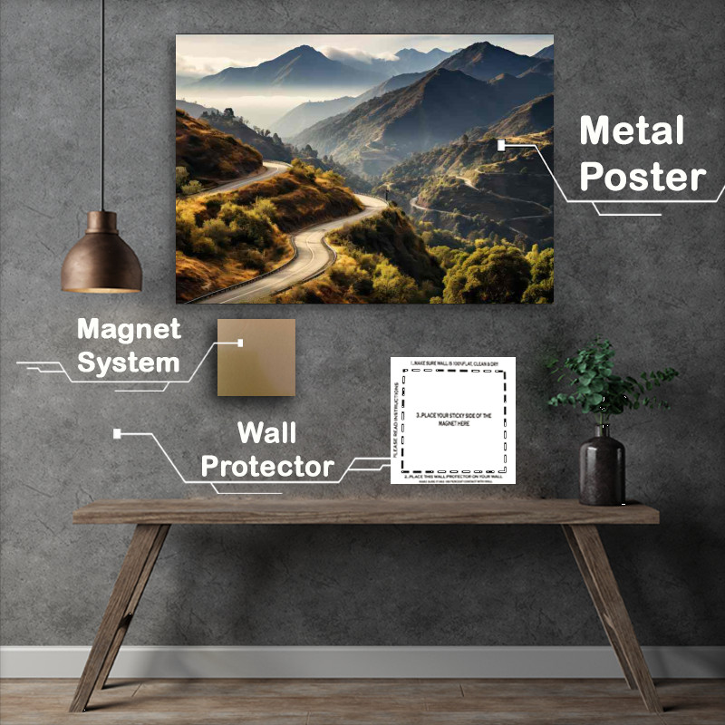 Buy Metal Poster : (Open Road Twisting And Turning Through The Mountains)