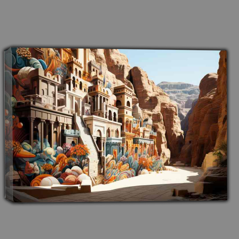Buy Canvas : (Petra city tour of ancient in jordan illustration style)