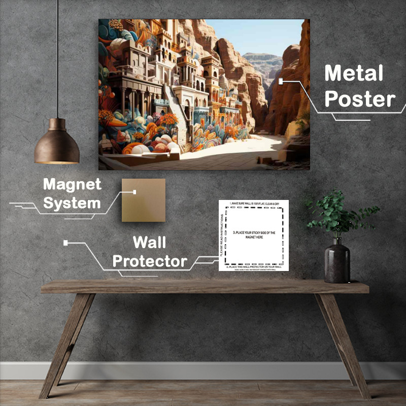 Buy Metal Poster : (Petra city tour of ancient in jordan illustration style)