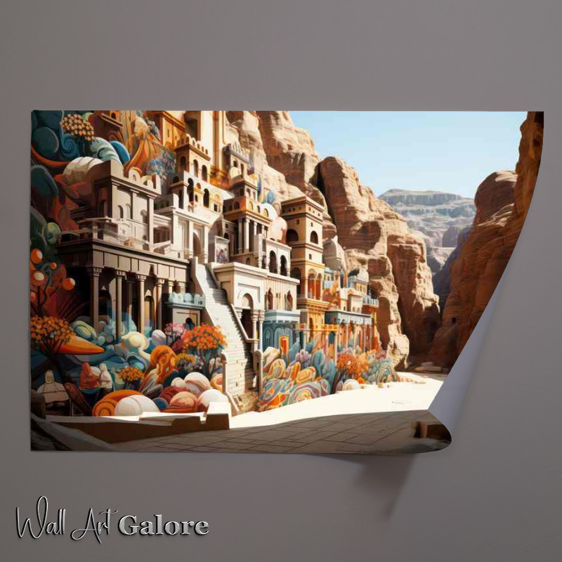 Buy Unframed Poster : (Petra city tour of ancient in jordan illustration style)