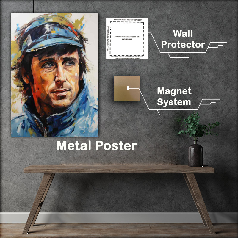 Buy Metal Poster : (Jackie Stewart Formula one racing driver portrait)