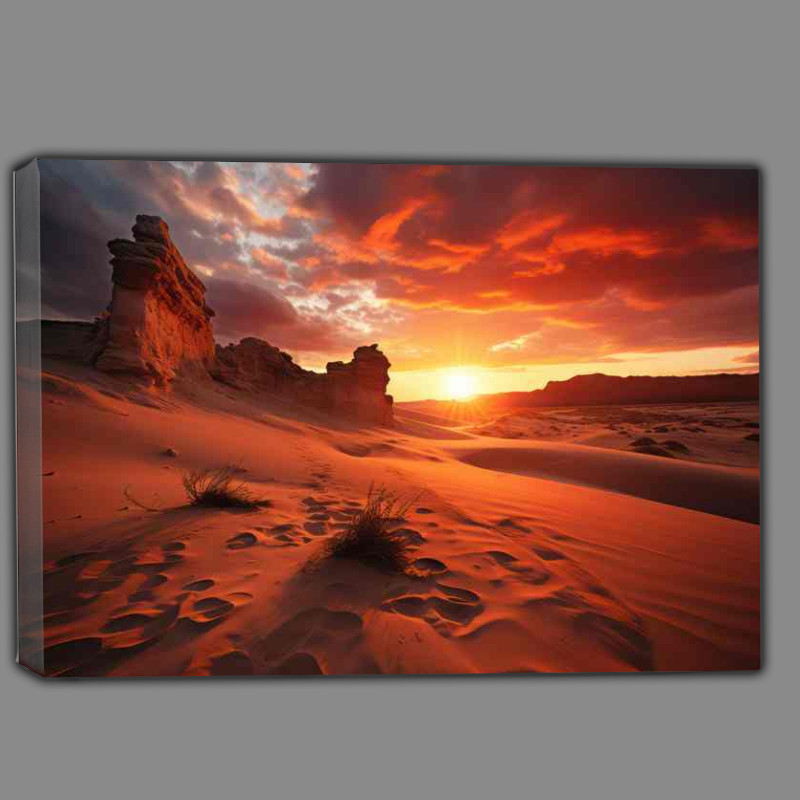 Buy Canvas : (Sunset over cactus and sand atlas national park)