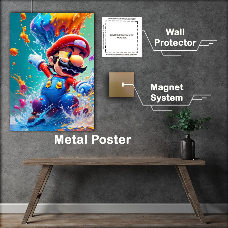 Buy Metal Poster : (Mario splash art amazing colours)