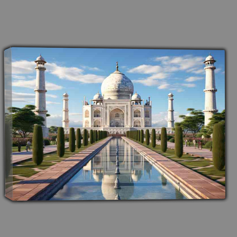 Buy Canvas : (Taj mahal in agra with bright blue skies)