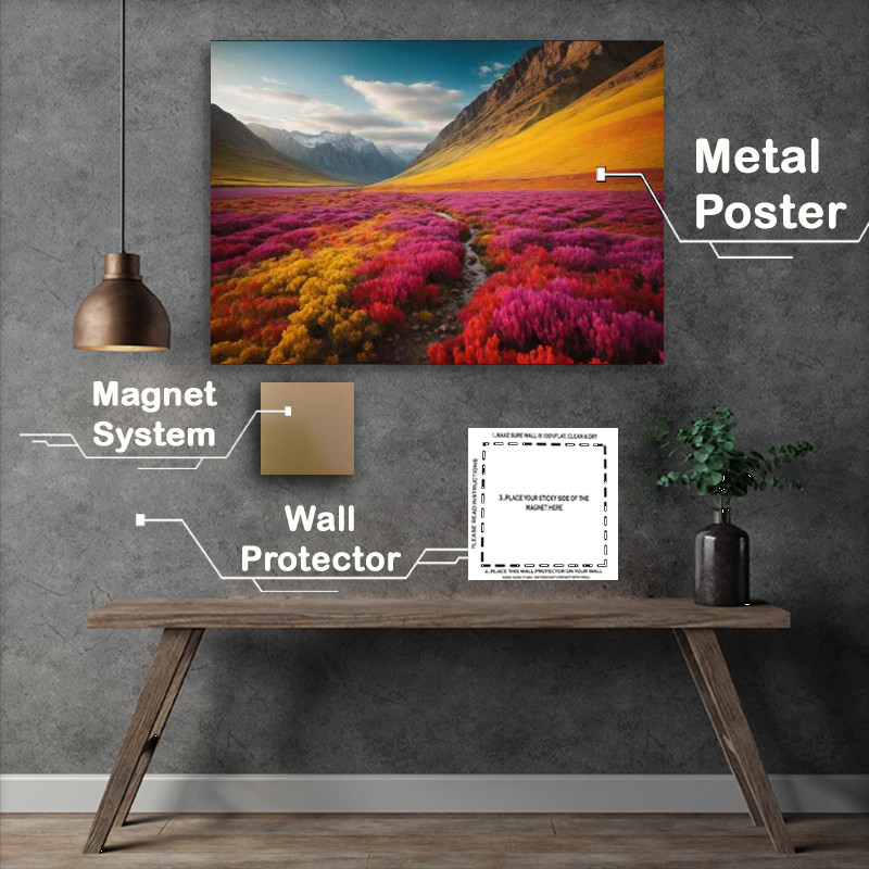 Buy Metal Poster : (The Colourful Fiels Amist The Mountains)