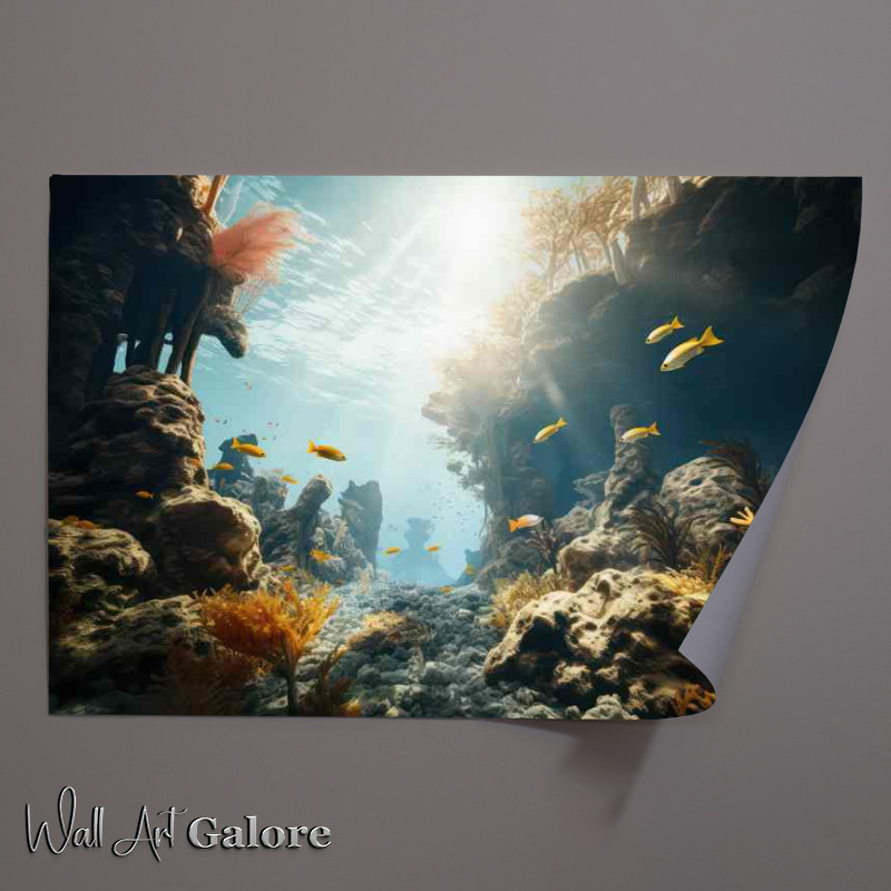 Buy Unframed Poster : (The Great oral reefs surrounded by fish in the daytime sun)