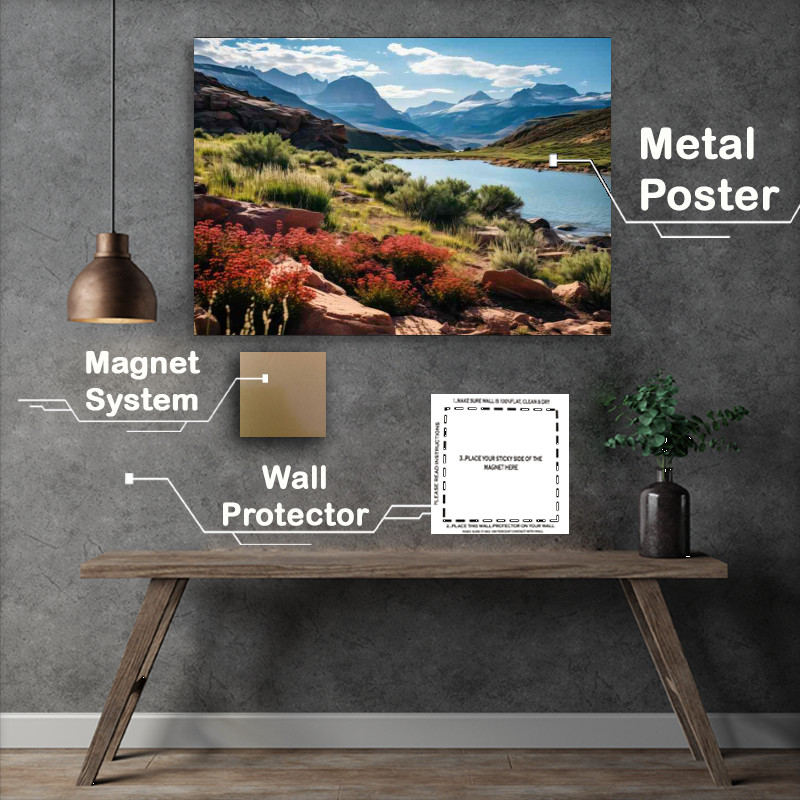 Buy Metal Poster : (The Lakes and the mountains with bright blue skys)