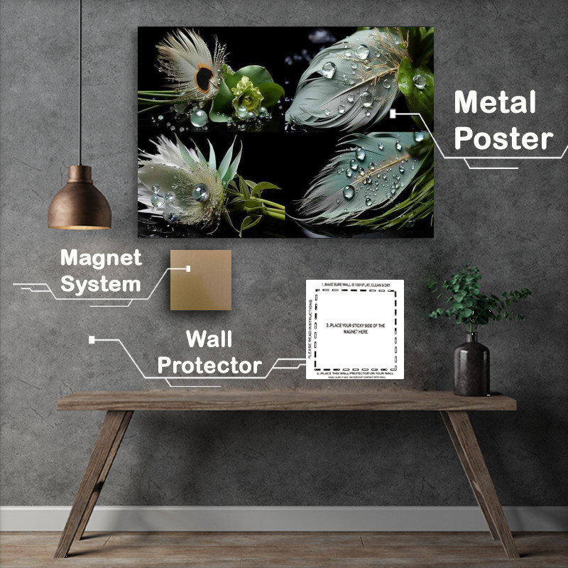 Buy Metal Poster : (Water droplets on four featehrs)