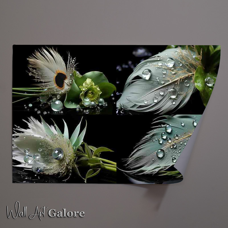 Buy Unframed Poster : (Water droplets on four featehrs)