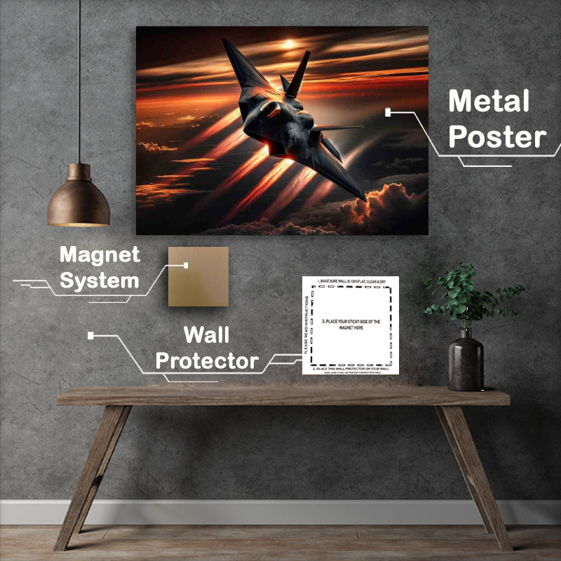 Buy Metal Poster : (Dusk Fighter Jet Mastery)
