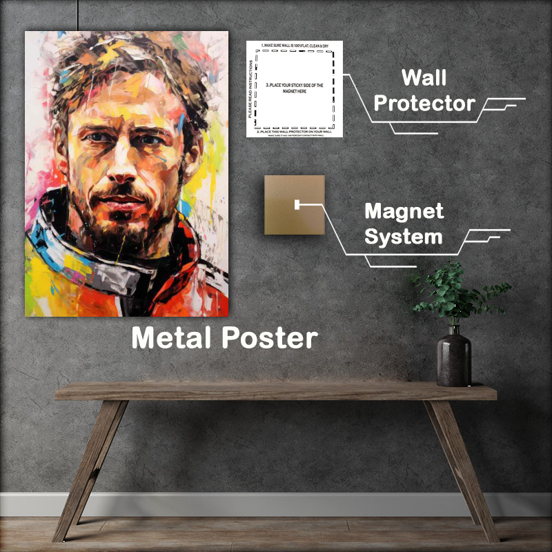 Buy Metal Poster : (Jenson Button Formula one racing driver portrait)