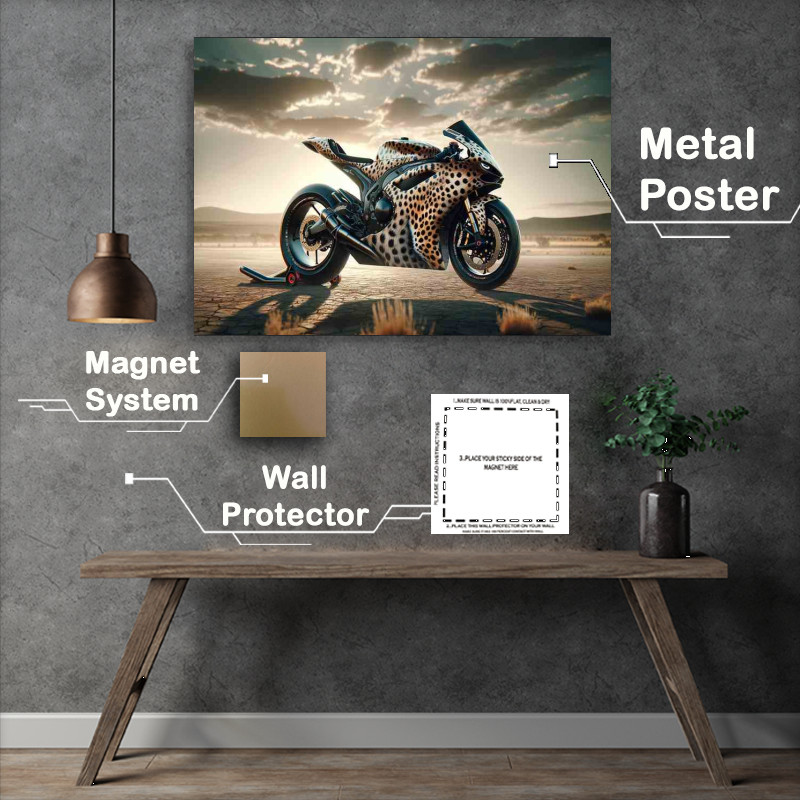 Buy Metal Poster : (Cheetah Themed Superbike High Speed Design)