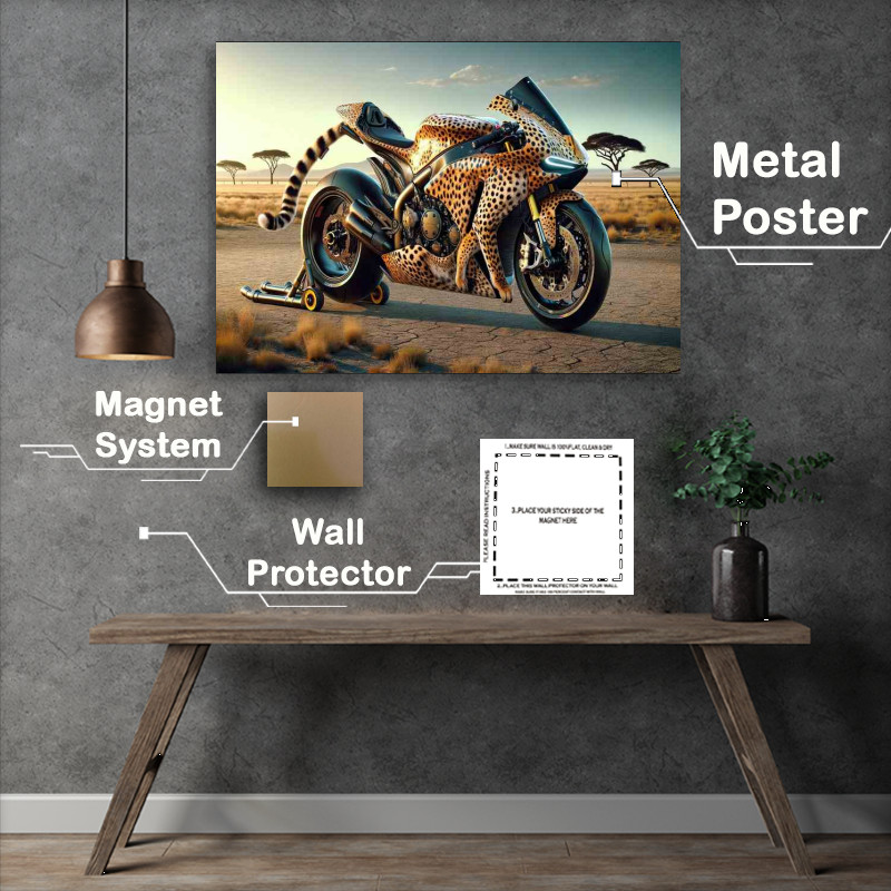 Buy Metal Poster : (Cheetah Themed Superbike On The Road)