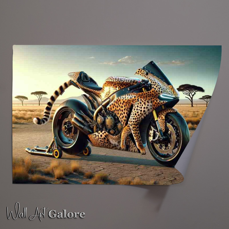 Buy Unframed Poster : (Cheetah Themed Superbike On The Road)