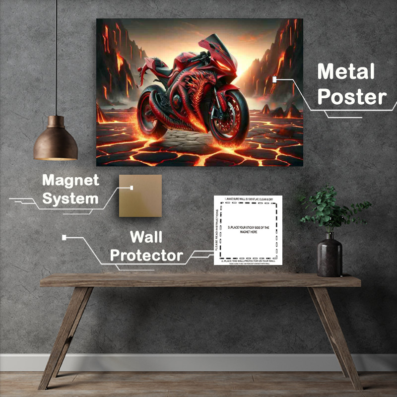 Buy Metal Poster : (Fury Fiery Red Superbike Design)