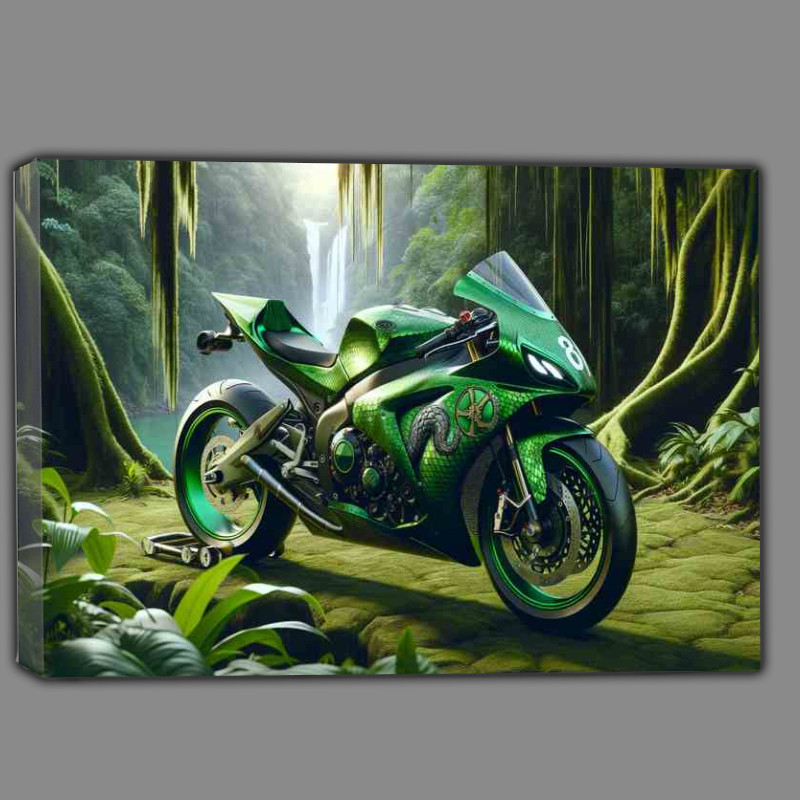 Buy Canvas : (Green Snake Racing Motorcycle In The Jungle)