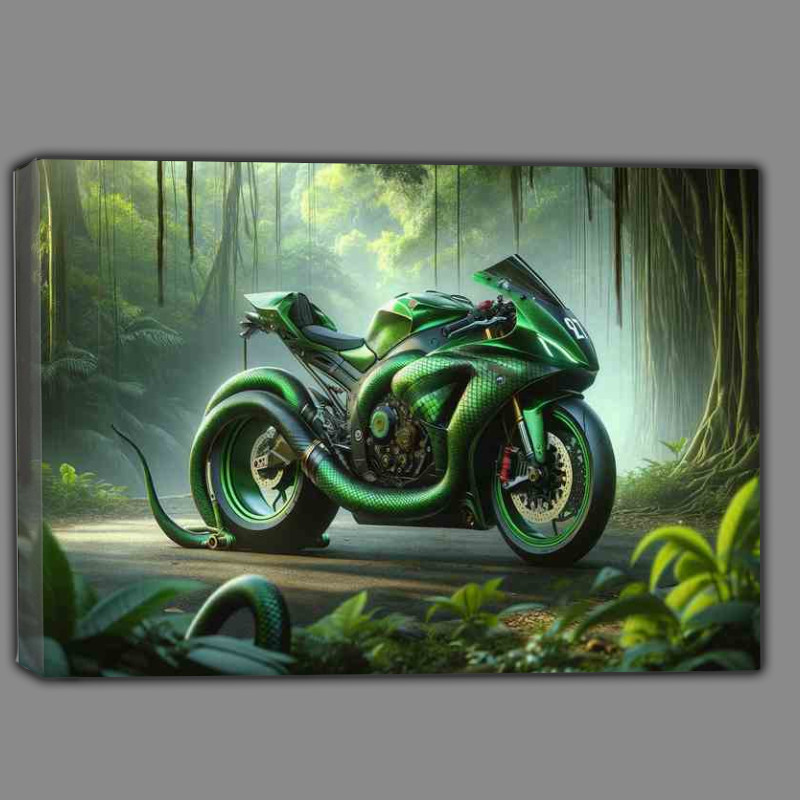 Buy Canvas : (Serpent Elegance Green Racing Motorcycle)