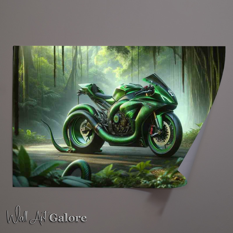 Buy Unframed Poster : (Serpent Elegance Green Racing Motorcycle)