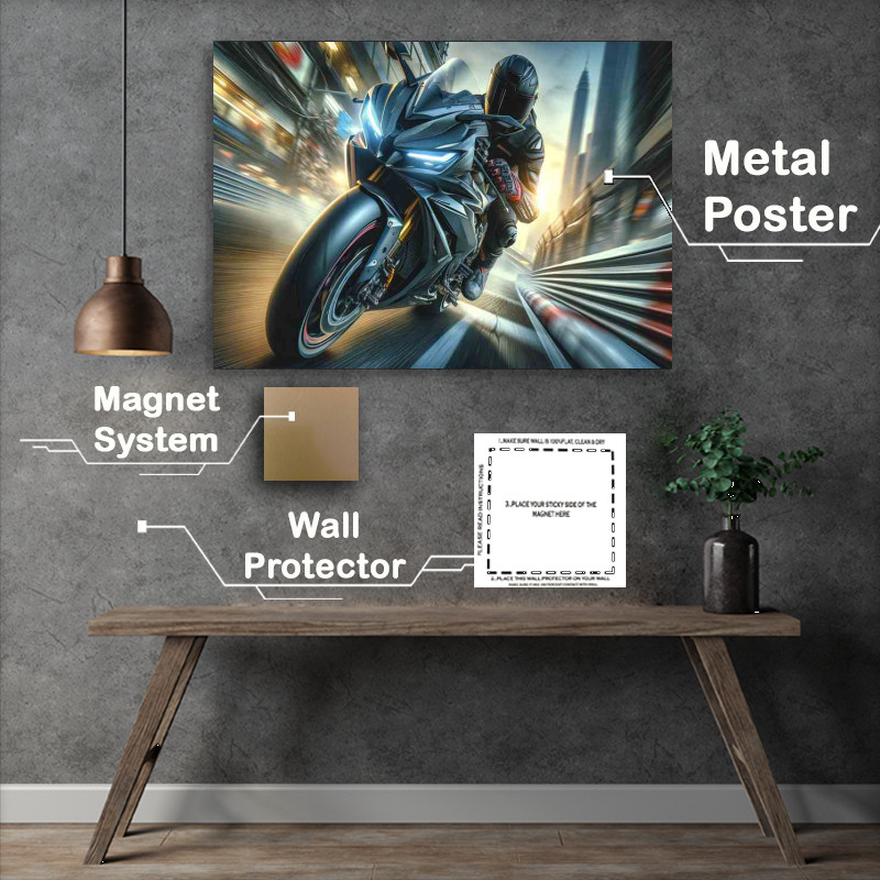 Buy Metal Poster : (Superbike Racing on Urban Circuit)