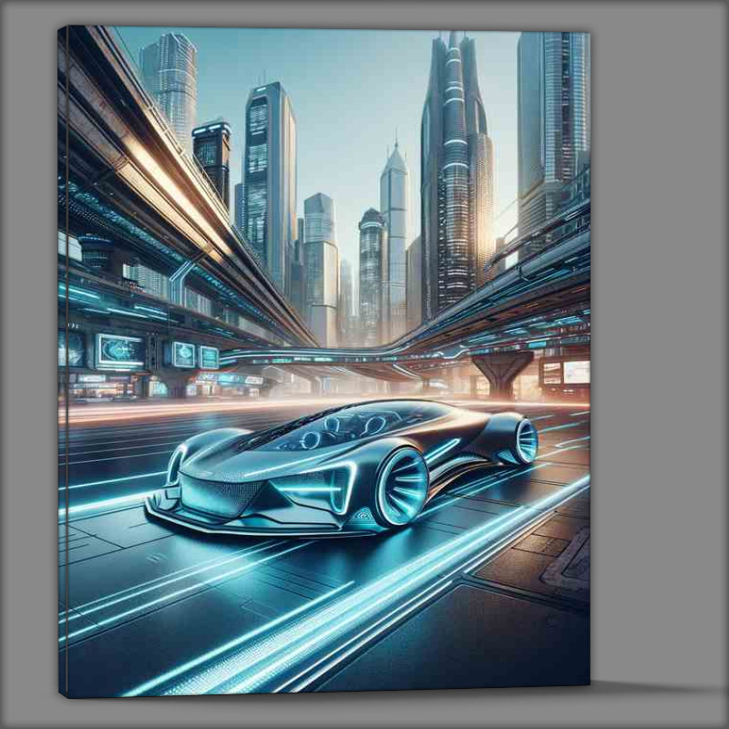 Buy Canvas : (Futuristic Concept Car in an Urban Sci Fi Setting)
