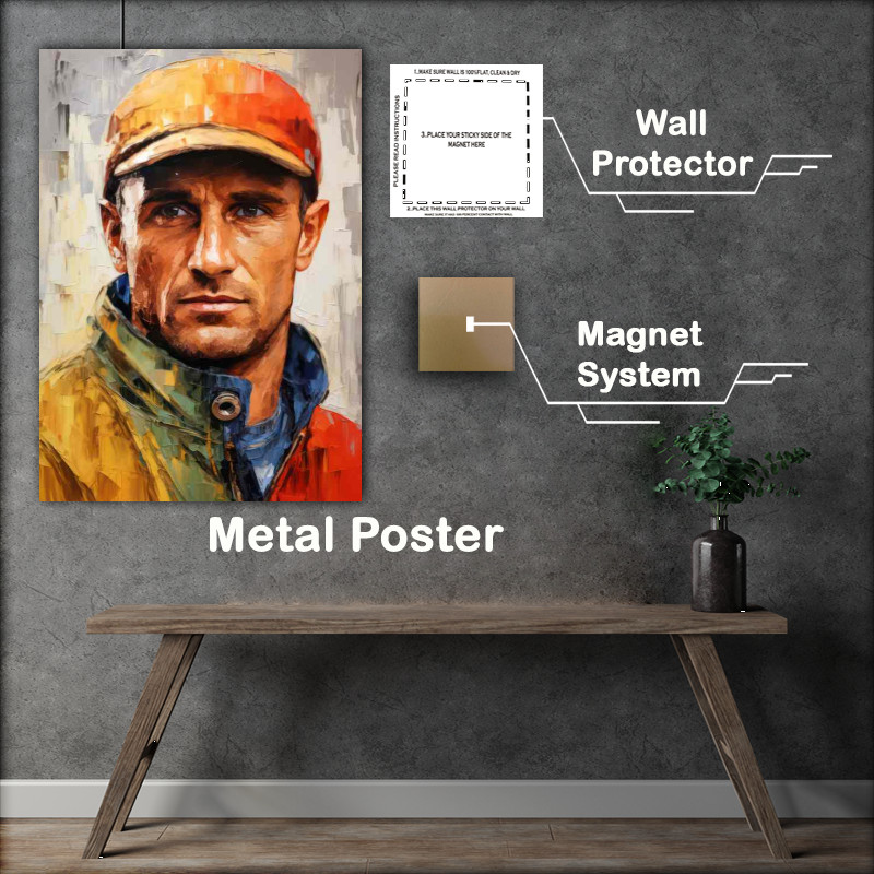 Buy Metal Poster : (Juan Manuel Fangio Formula one racing driver portrait)