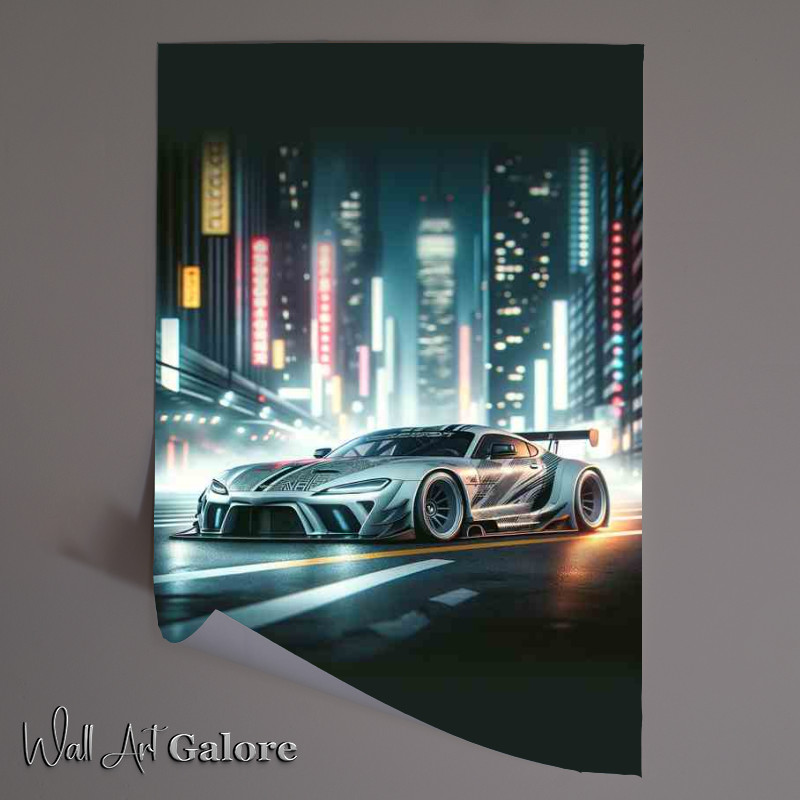 Buy Unframed Poster : (Simplified Graphic Street Racing CarHigh Rise Buildings)