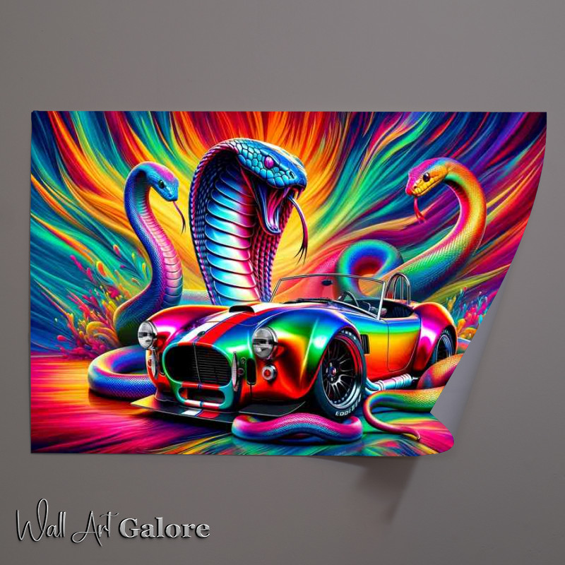 Buy Unframed Poster : (Cobra Car and Serpent Display a brightly colored sports car)