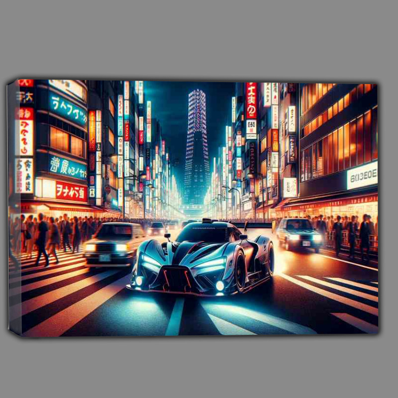 Buy Canvas : (High Performance Car Racing through Tokyo Streets at Night)