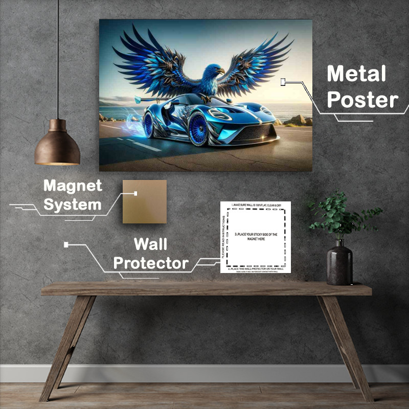 Buy Metal Poster : (Majestic Eagle Fusion Blue Sports Car)