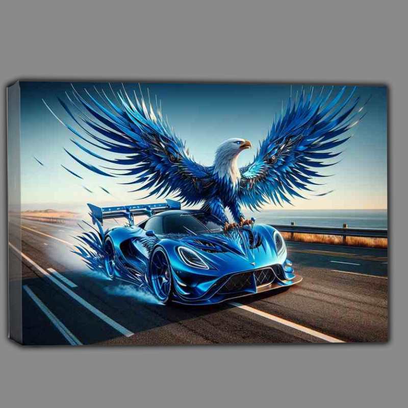 Buy Canvas : (Majestic Eagle Fusion Blue Sports Car Down the road)