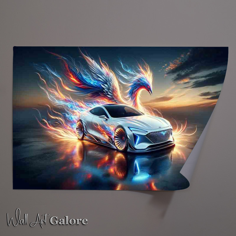 Buy Unframed Poster : (Mystic Phoenix Flare White Performance Car)