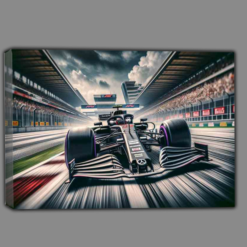 Buy Canvas : (Racing Car Speeding on Track down the straight)