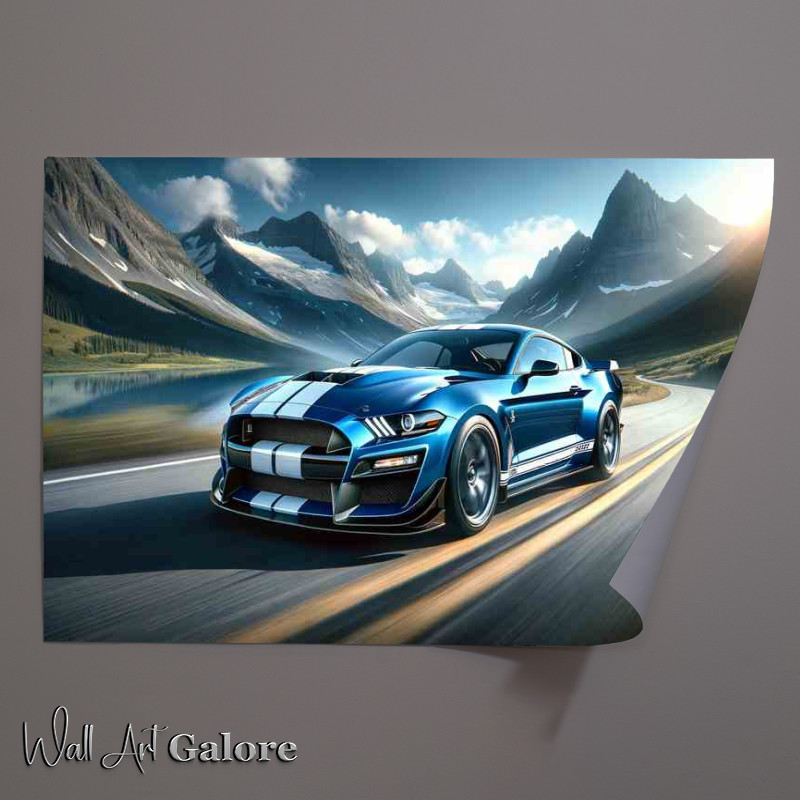 Buy Unframed Poster : (Sleek Shelby Performance Car Elegance, a dynamic vivid blue)