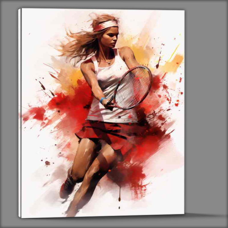 Buy Canvas : (Lady Tennis player playing with a red racquet)
