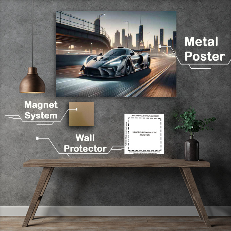 Buy Metal Poster : (Street Racing Car with Minimal Graphics sleek)