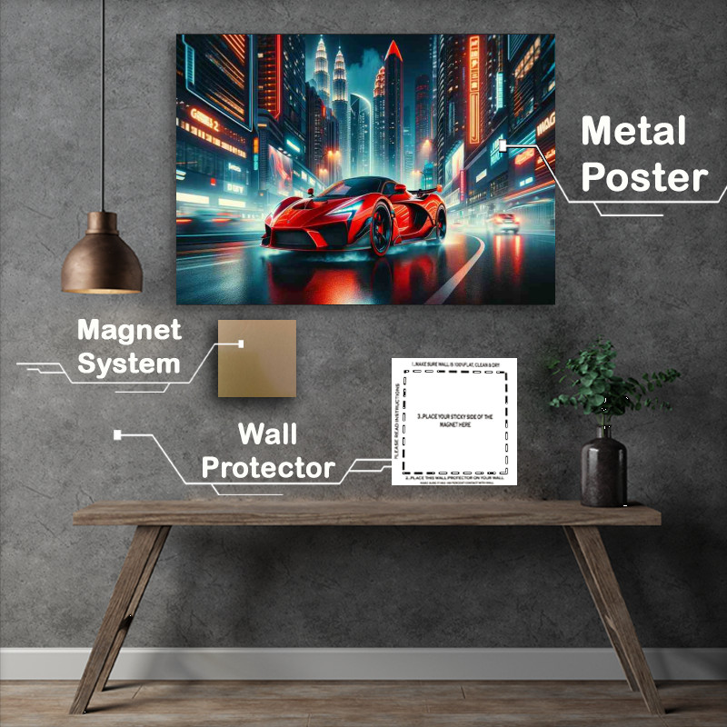 Buy Metal Poster : (Night City Supercar)
