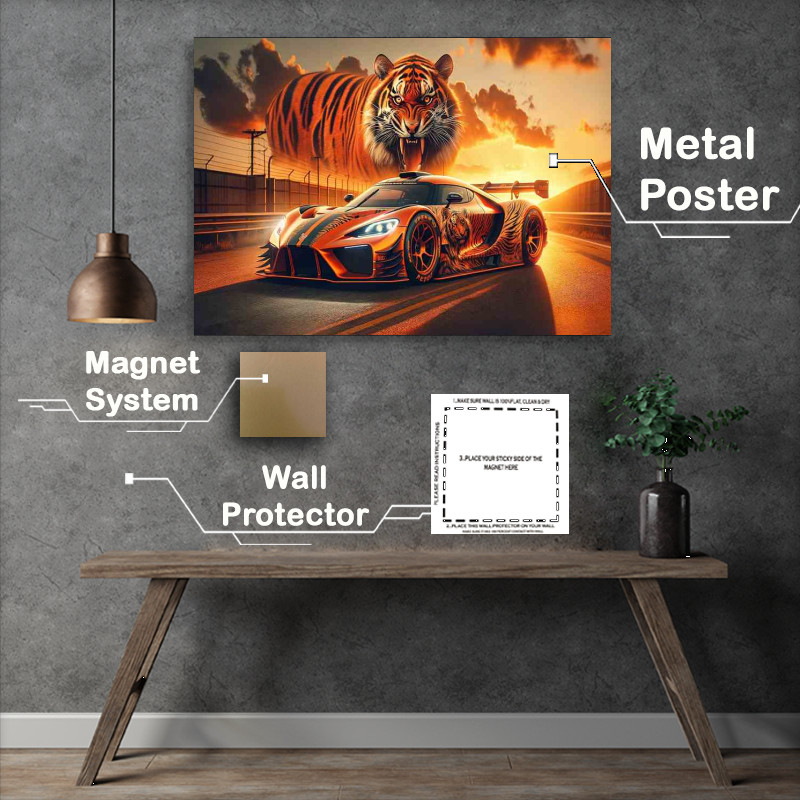 Buy Metal Poster : (Tiger Essence Orange Car)