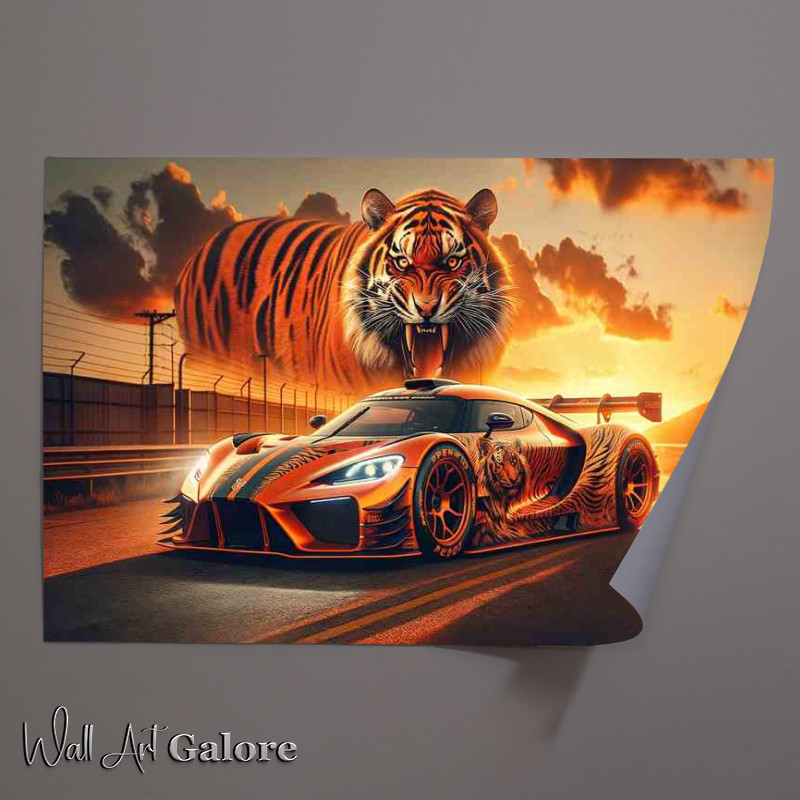Buy Unframed Poster : (Tiger Essence Orange Racing Car)