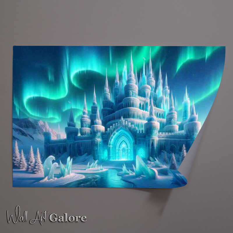 Buy Unframed Poster : (Frozen Citadel majestically under the aurora borealis)